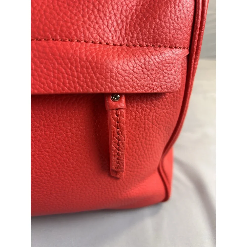 Kate Spade New York Red Pebbled Leather Satchel Tote Shoulder‎ Bag Gold Logo